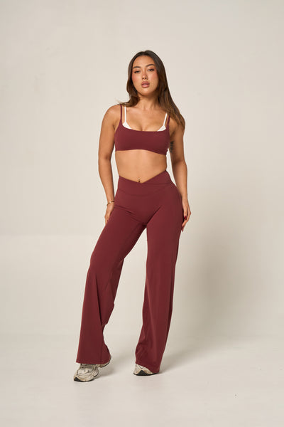 CROSS OVER STRAIGHT LEG PANTS (REG) - MERLOT