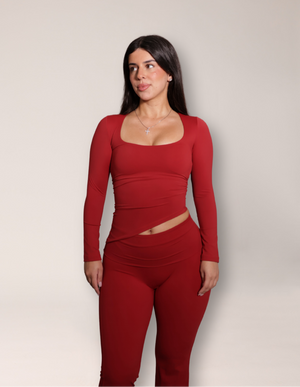 ALLURE RIRI ASYMMETRICAL LONG SLEEVE - CHERRY RED