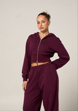 CROPPED ZIP JACKET - PLUM