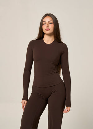 SIGNATURE STAPLE LONG SLEEVE - ESPRESSO