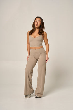 FOLD OVER STRAIGHT LEG PANTS (REG) - VINTAGE KHAKI