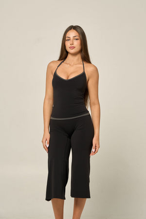 YASMIN HALTER TANK - BLACK/CHARCOAL