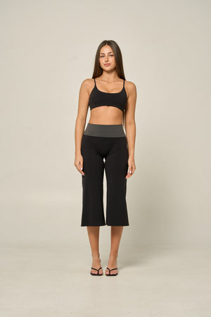 FOLD OVER CAPRIS - BLACK/CHARCOAL