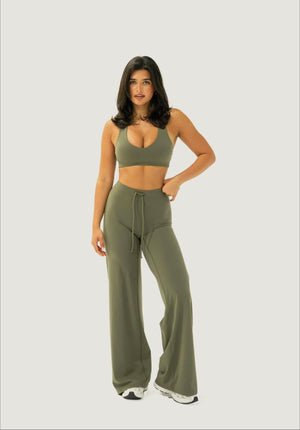 DRAWSTRING STRAIGHT LEG PANTS (REG) - OLIVE