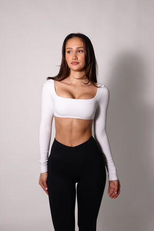CORE EMILY LONG SLEEVE CROP - WHITE