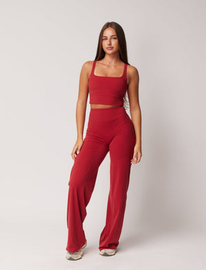 SIGNATURE STRAIGHT LEG PANTS (TALL) - CHERRY RED