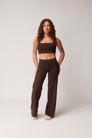 FOLD OVER STRAIGHT LEG PANTS (REG) - ESPRESSO