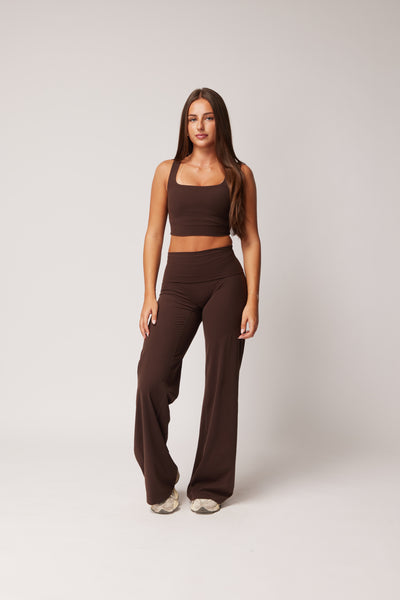 FOLD OVER STRAIGHT LEG PANTS (TALL) - ESPRESSO